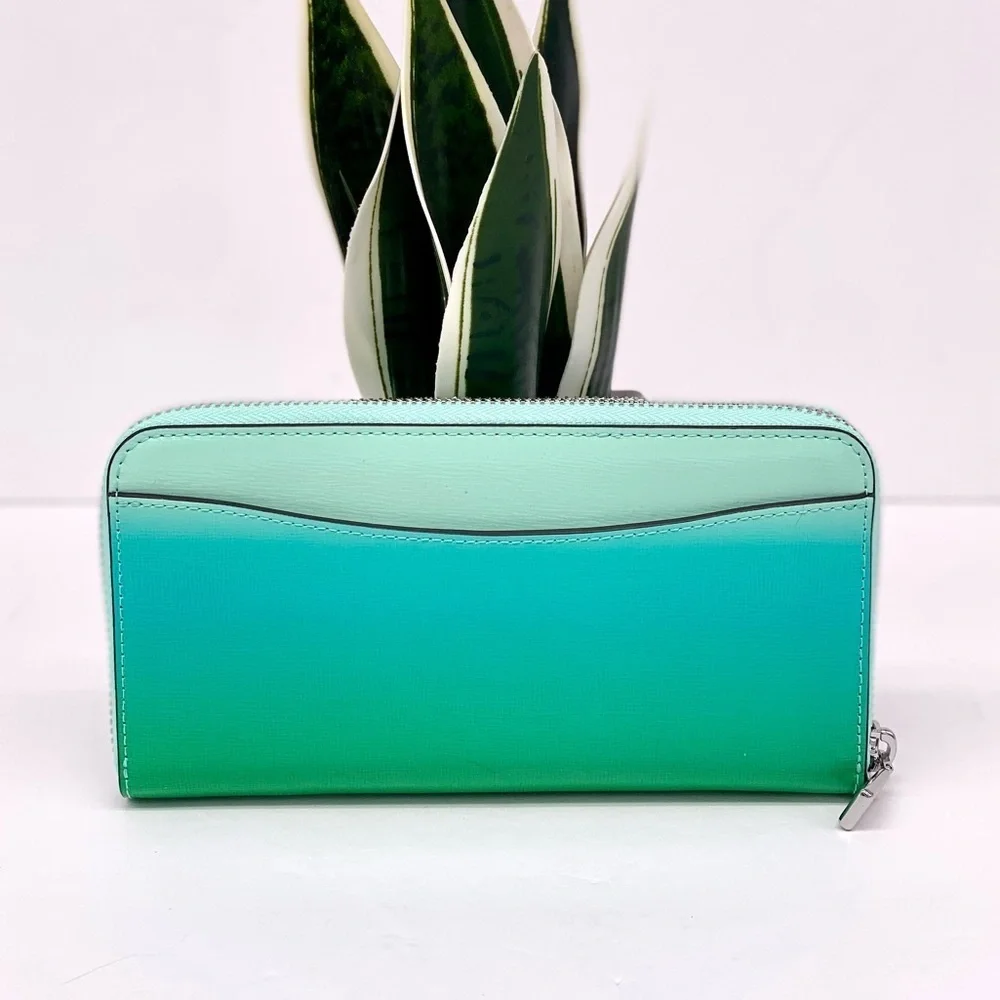 Kate Spade Morgan Ombre Zip Continental Wallet, Mint Liqueur Green NWT